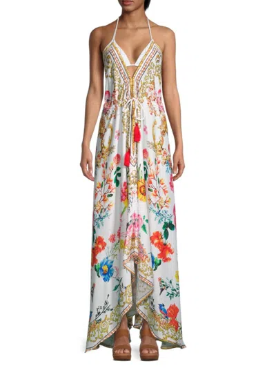 Ranee's Women's Halterneck Floral Maxi Dress In White