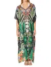 Ranee's Women's Kiwi Tropical Cover Up Caftan In Lime Green