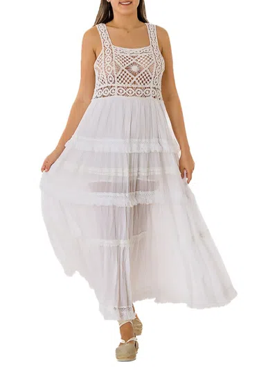 Ranee's Women's Lace Maxi Beach Coverup In White
