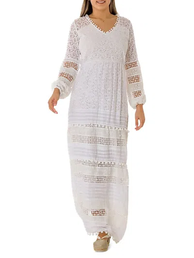 Ranee's Women's Lace Maxi Coverup Dress In White