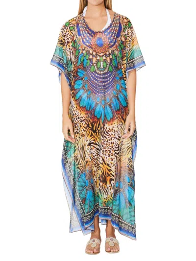 Ranee's Women's Mix Print Cover Up Kaftan In Neutral