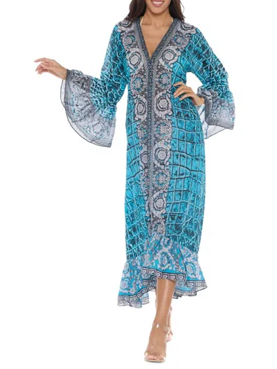 Ranee's Women's Ruffle Cover Up Dress In Teal Blue