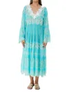 Ranee's Women's Schiffli Lace Midi Dress In Aqua
