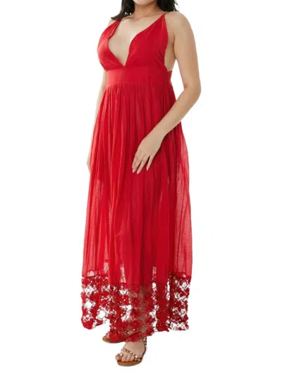Ranee's Women's Slip Maxi Cover Up Dress In Red
