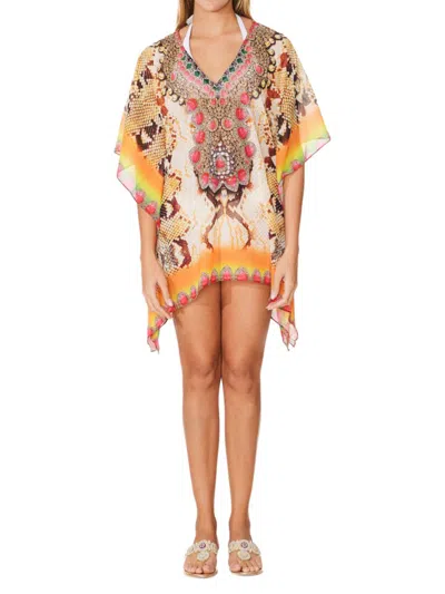 Ranee's Women's Snake Print Mini Caftan Coverup In Neutral