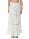 Ranee's Women's Swiss Dot Lace Trim Maxi Skirt In Ivory