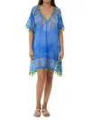 Ranee's Women's Tassel Mini Kaftan Coverup In Blue