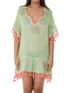 Ranee's Women's Tassel Mini Kaftan Coverup In Mint