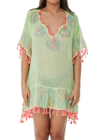 Ranee's Women's Tassel Mini Kaftan Coverup In Mint