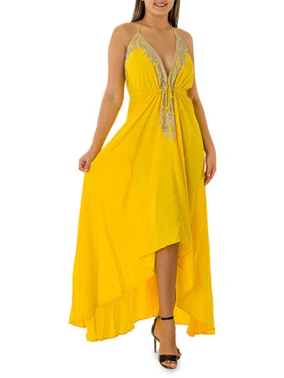 Ranee's Women's Tie Halter Midi Dress In Yellow