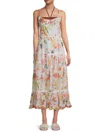 Ranee's Women's Tropical Tiered Midi Cover-up Dress In White