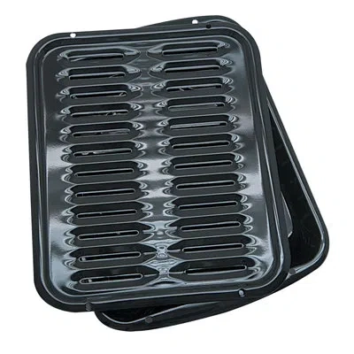 Range Kleen 2 Piece Porcelain Broiler Pan With Grill Set In Black