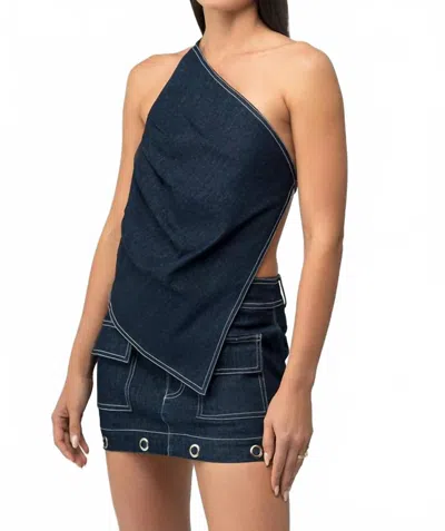 Rangel Lily Asymmetrical Top In Denim In Multi