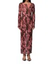Rangel Sophia Long Sleeve Maxi Dress In Merlot In Red