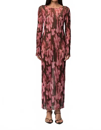 Rangel Sophia Long Sleeve Maxi Dress In Merlot In Red