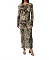 Rangel Sophia Long Sleeve Maxi Dress In Mushroom In Gray