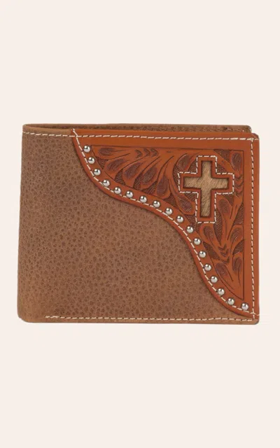 Ranger Belt Company Tan Soft Leather Inlay Cross Bi-fold Wallet In Brown