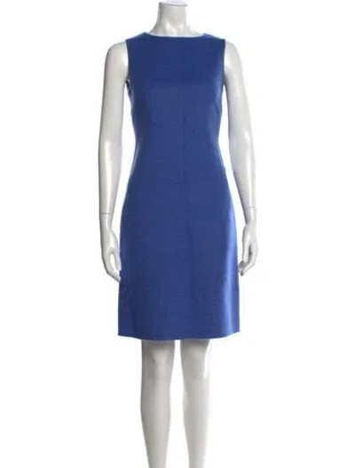 Pre-owned Rani Arabella Bateau Neckline Knee-length Dress In Blue