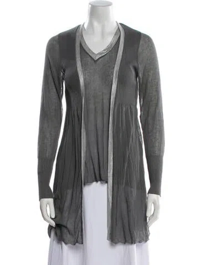 Pre-owned Rani Arabella Cardigan Set Cowl Neck Sweater In Gray