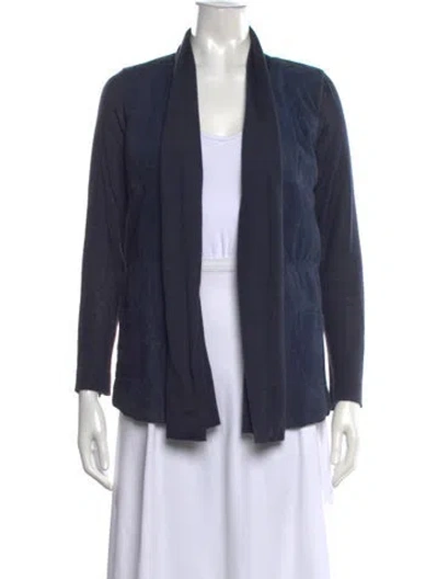Pre-owned Rani Arabella Cashmere Open Front Sweater In Blue