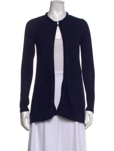 Pre-owned Rani Arabella Cashmere Open Front Sweater In Blue
