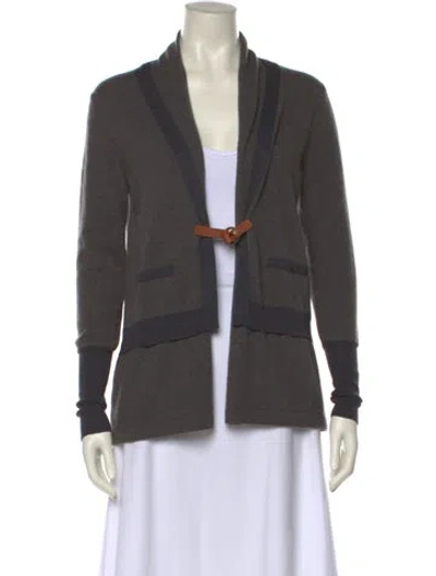 Pre-owned Rani Arabella Cashmere Open Front Sweater In Gray