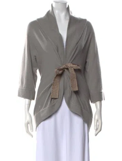 Pre-owned Rani Arabella Cashmere Open Front Sweater In Grey