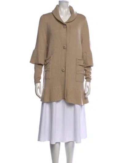 Pre-owned Rani Arabella Cashmere Open Front Sweater In Neutrals
