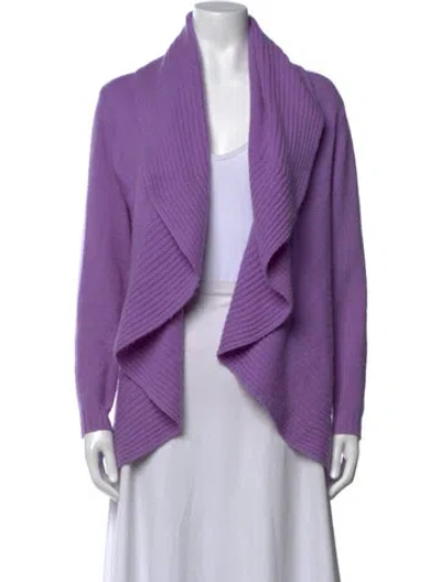 Pre-owned Rani Arabella Cashmere Open Front Sweater In Purple