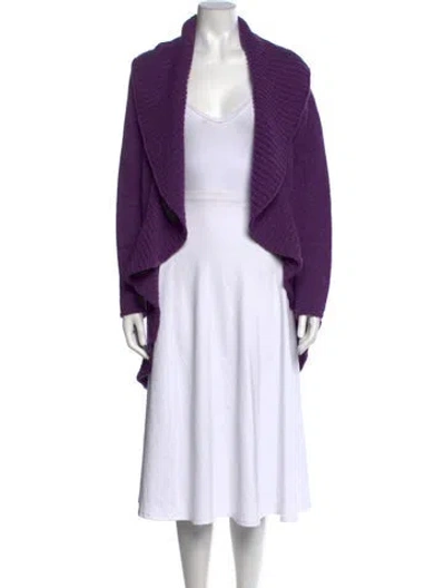 Pre-owned Rani Arabella Cashmere Open Front Sweater In Purple