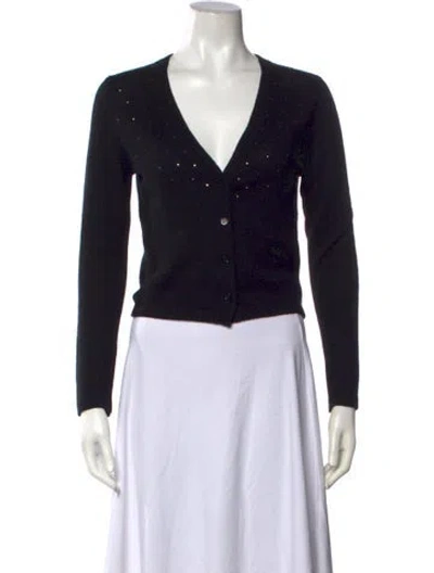 Pre-owned Rani Arabella Cashmere Patterned Sweater In Black