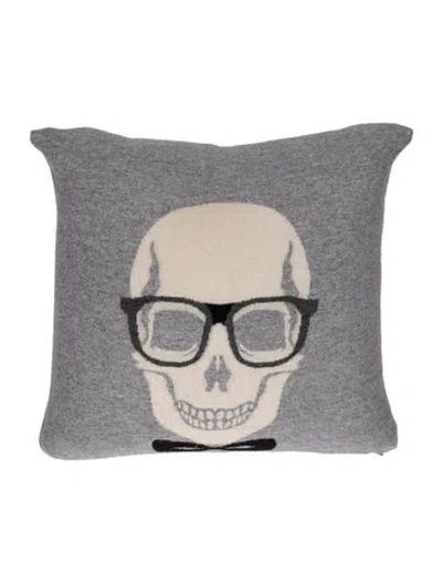 Pre-owned Rani Arabella Cashmere Skull Throw Pillow In Grey