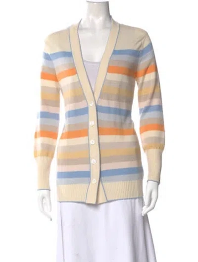 Pre-owned Rani Arabella Cashmere Striped Sweater In Neutral
