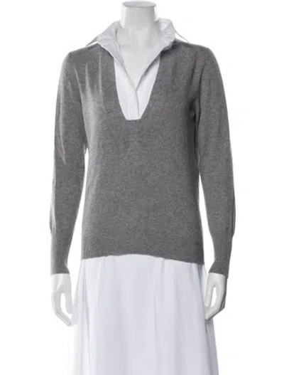 Pre-owned Rani Arabella Cashmere V-neck Sweater In Gray