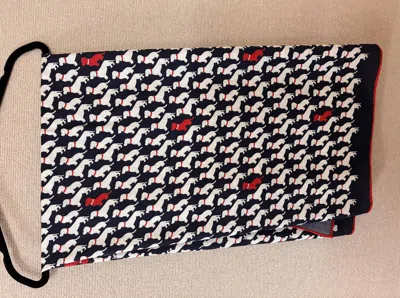 Rani Arabella Dog Printed Cashmere Scarf In Bassets Blue In Black