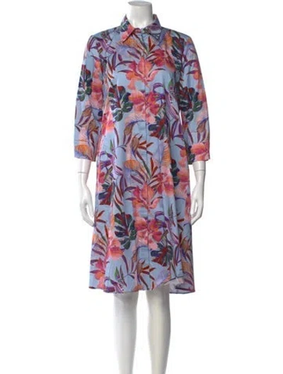 Pre-owned Rani Arabella Floral Print Knee-length Dress In Blue