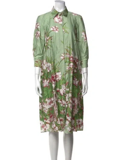 Pre-owned Rani Arabella Floral Print Knee-length Dress In Green