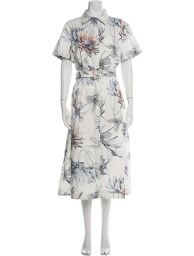 Pre-owned Rani Arabella Floral Print Long Dress In Green