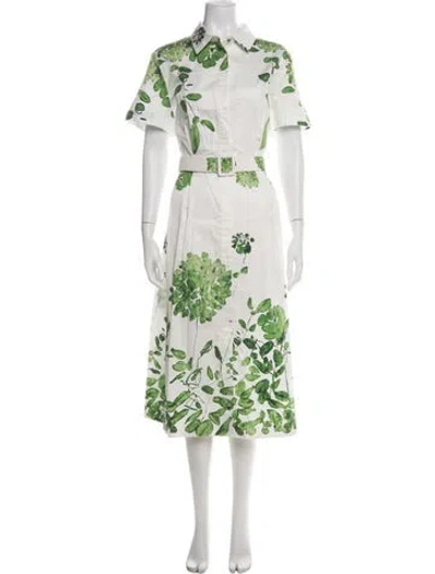 Pre-owned Rani Arabella Floral Print Long Dress In Green