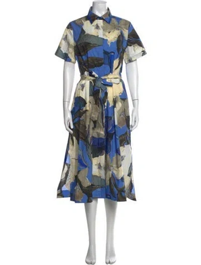 Pre-owned Rani Arabella Floral Print Midi Length Dress In Blue