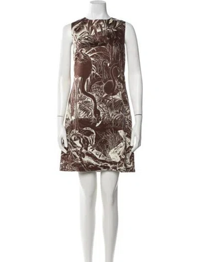Pre-owned Rani Arabella Graphic Print Mini Dress In Brown