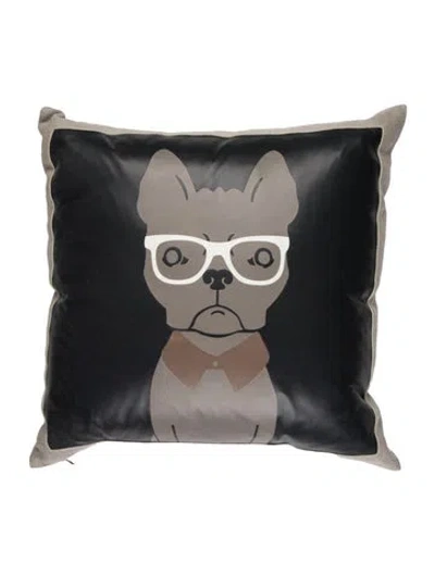 Pre-owned Rani Arabella Leather Throw Pillow In Gray