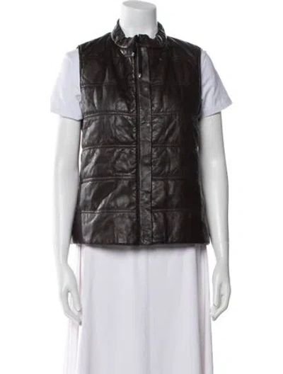 Pre-owned Rani Arabella Leather Vest In Brown