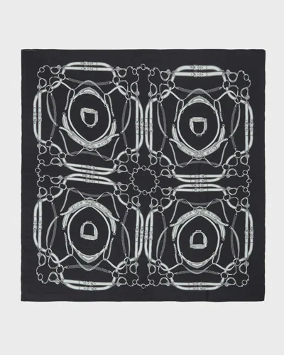Rani Arabella Lexington Printed Cashmere-blend Scarf In Black