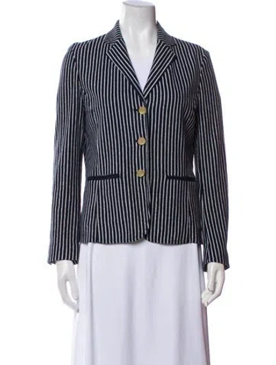 Pre-owned Rani Arabella Linen Striped Blazer In Blue