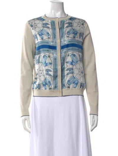 Pre-owned Rani Arabella Printed Crew Neck Sweater In Blue