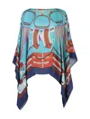 Rani Arabella Printed Poncho In Blue