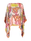 Rani Arabella Printed Poncho In Multi