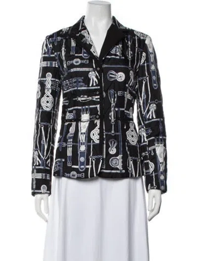 Pre-owned Rani Arabella Silk Graphic Print Jacket In Black