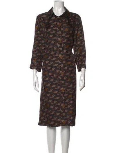 Pre-owned Rani Arabella Silk Knee-length Dress In Brown